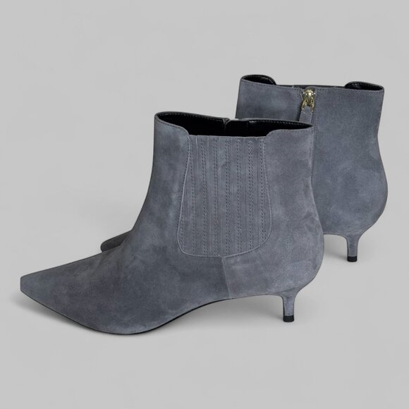 NWOB TALBOTS Gray Suede Ankle Boots Woman's sz 11 Kitten Heel Leather - Picture 3 of 14